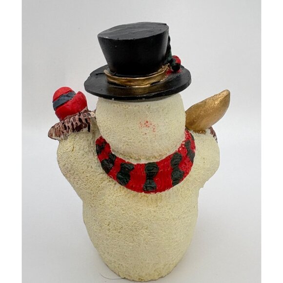 Vintage Snowman Christmas Figurine With Top Hat Striped Scarf and Shovel - Picture 2 of 8